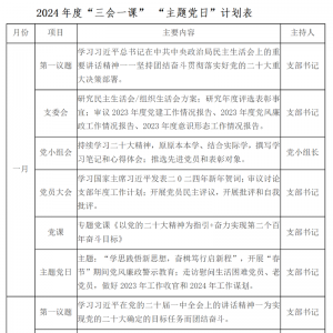 2024年度“三会一课”及主题党日活动计划